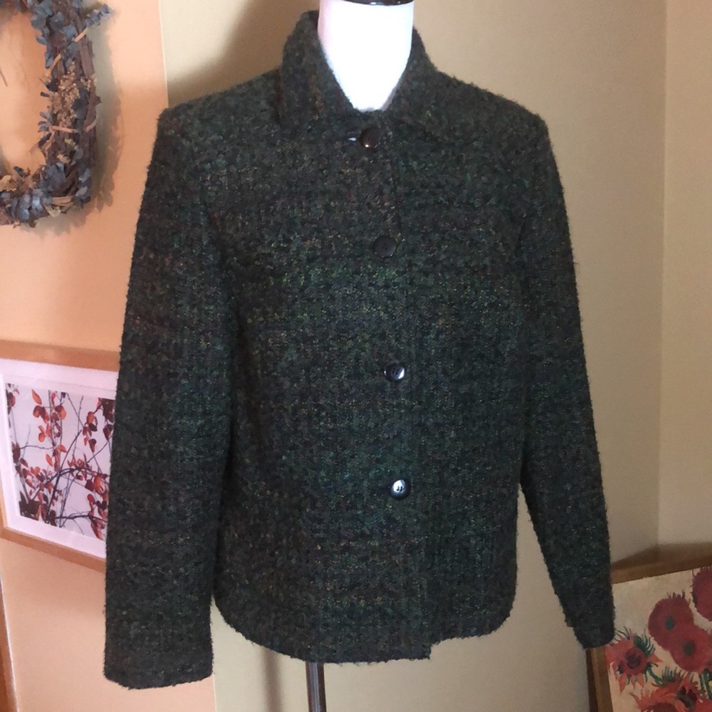 Vtg SAG HARBOR size 10 Boucle nubby KNIT Plaid & Rainbow Fully Lined Career NEW
